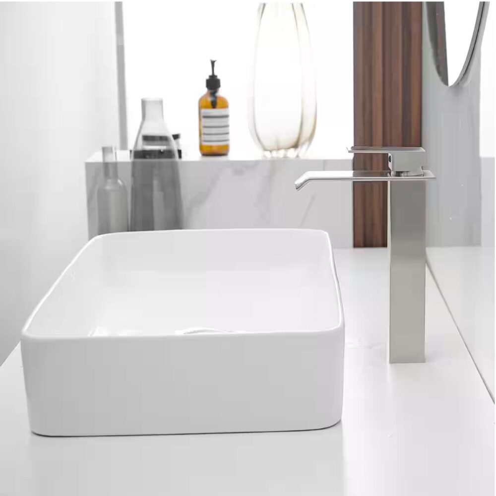 Waterfall Single Hole Single Handle Bathroom Vessel Sink Faucet With Pop-up Drain Assembly in Brushed Nickel - Image 3